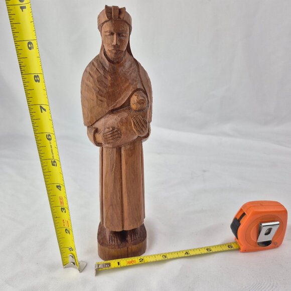 Folk Art Wood Figure Mother with Child - Picture 15 of 16